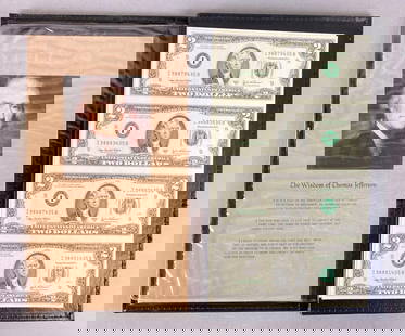 2003 World Reserve Bankers Vault Portfolio with a sheet of 4 uncut $2 Dollar Bills: 2003 World Reserve Bankers Vault Portfolio with a sheet of 4 uncut $2 Dollar Bills