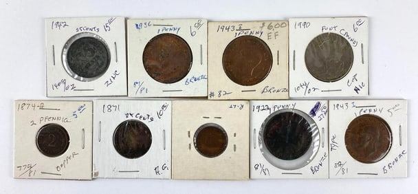 Group of 9 Foreign Coins