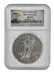 2014 First Releases US Mint American Eagle .999 Fine Silver NGC MS70
