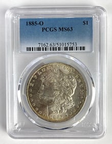 PCGS Graded 1885-O US $1 Morgan Silver Dollar MS63