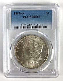 PCGS Graded 1885-O US $1 Morgan Silver Dollar MS64
