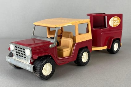 Buddy L Jeep and Pony Trailer Pressed Steel Vehicles