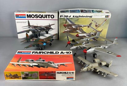 Group of 3 Monogram and Revell Assembled Model Plane Kits