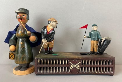 Lillian Vernon Cast Iron Mechanical Golfer Bank and More