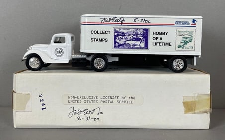 Fred Ertl Jr. Signed 1937 Ford USPS Die-Cast Delivery Truck Bank