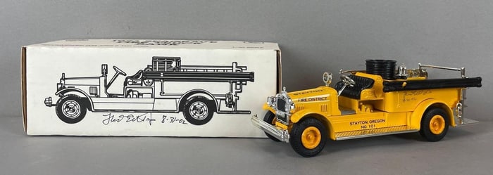 Fred Ertl Jr. Signed 1926 Seagrave Die-Cast Fire Truck Bank