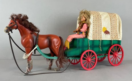 1996 Kid Kore American Heartland Covered Wagon and Horse Set