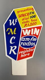 Vintage WMCR 106 FM Radio Cardboard Advertising Sign