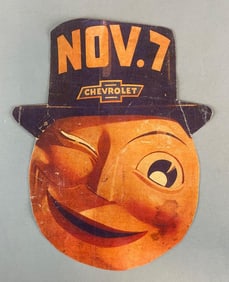 1938 Chevrolet Moon Man Paper Dealership Advertising Sign