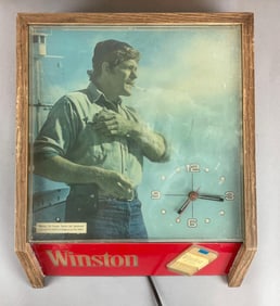 Vintage Winston Cigarettes Light-Up Advertising Clock