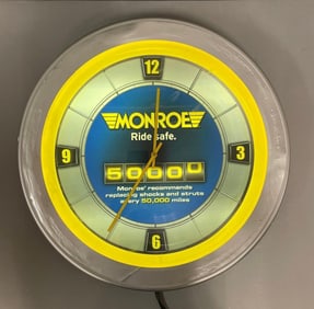Monroe Shocks and Struts Light-Up Advertising Clock