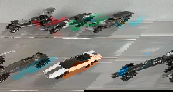 Group of 1969 Mattel Hot Wheels Redline Die-Cast Cars: Includes red baron, Jack rabbit special, Shelby turbine, and more