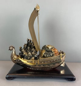 Japanese Lucky Treasure Ship With Display Stand