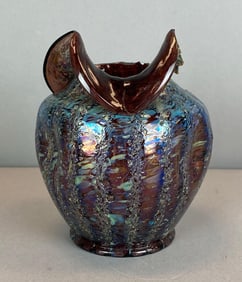 Amethyst Iridescent Speckled Pressed Art Glass Vase