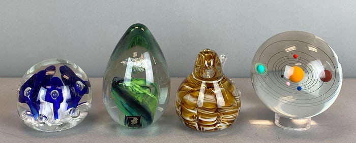 Group of 4 Art Glass Paperweights