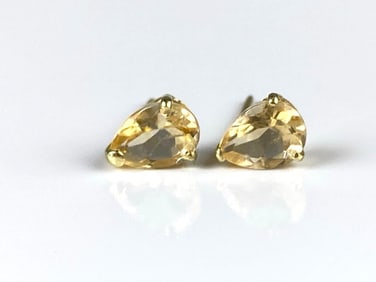 14K Gold Yellow Spinel Stud Earrings