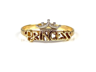 10K Gold and White Gold Princess Tiara Ring