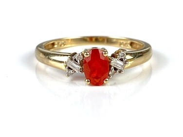 10K Gold Orange CZ and Diamond Ring