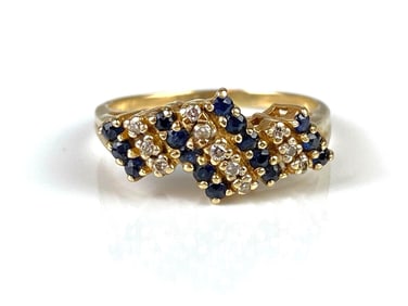14K Gold Diamond and Sapphire Ring