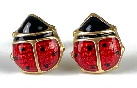 Pair of 10K Ladybug Stud Earrings
