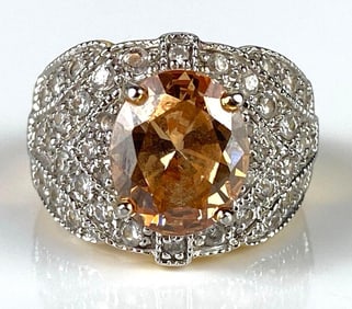 Sterling Silver Vermeil CZ Ring