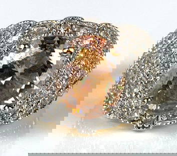 Sterling Silver Vermeil CZ Ring: Size 9.