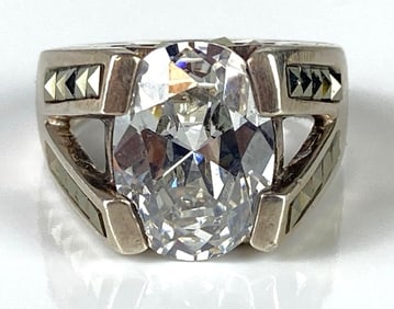 Sterling Silver CZ and Marcasite Ring