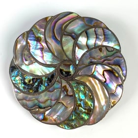 Sterling Silver Mother of Pearl Necklace Abalone Pendant/Brooch