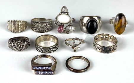Group of 11 Sterling Silver Rings