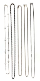 Group of 5 Sterling Silver Chain Necklaces