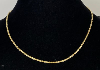 14J Gold Twisted Braid Chain Necklace