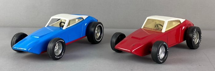 Group of 2 NYLINT Pressed Steel Race Cars