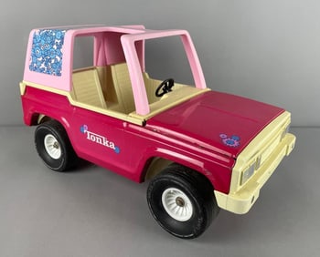 Vintage Tonka Pink Pressed Steel Jeep Vehicle
