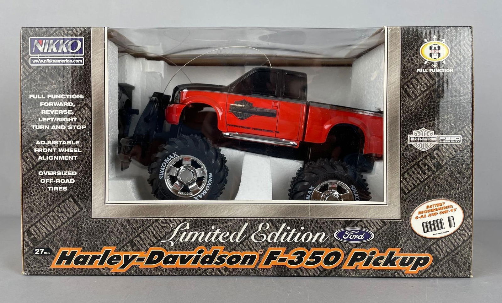 Limited Edition Nikko Harley Davidson Ford F350 R/C Pickup Truck: Original packaging measures 9 x 16 x 9 1/4 inches