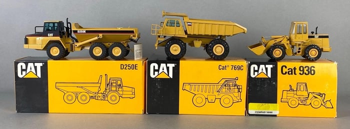 Group of 3 CAT Caterpillar Die-Cast Construction Vehicles