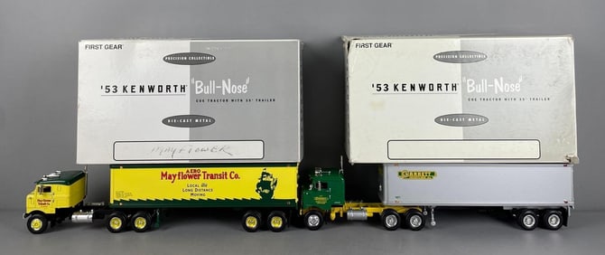 Group of 2 First Gear 1953 Kenworth Bull-Nose Die-Cast Tractor Trailers