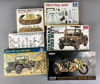 Group of WW2 Model Accessories and Vehicles Plastic Model Kits