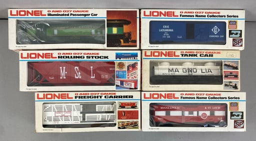 Group of 6 Lionel O Scale Train Cars