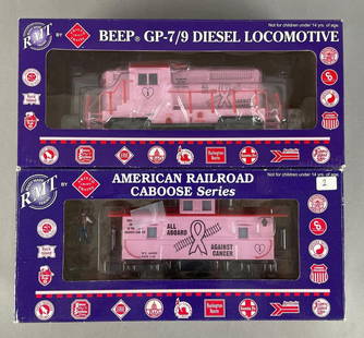 RMT O Scale Breast Cancer Awareness Locomotive and Caboose: Includes beep emd gp-7 diesel, original packaging