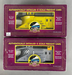 Group of 2 MTH O Scale Snow Plow Train Cars: Includes Union Pacific, conrail, like new in original packaging