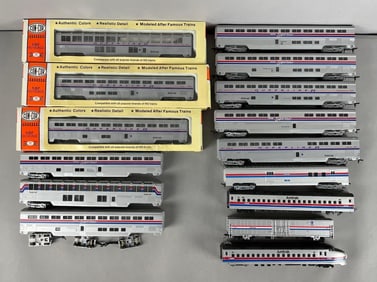 Group of Con-Cor HO Scale Amtrak Superliner Passenger Cars and More
