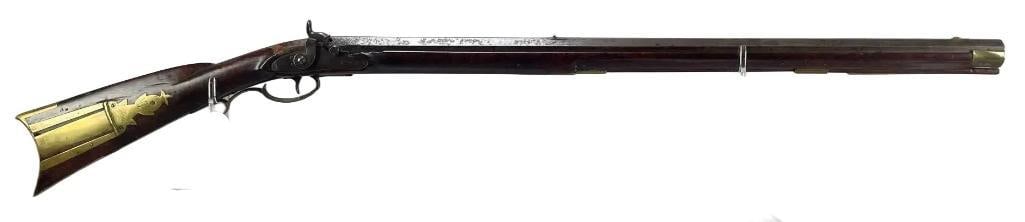 Kentucky .54 Cal. Black Powder Percussion Rifle: S/N: N/A, cracked stock and ramrod, octagon barrel measures 31 3/4 inches