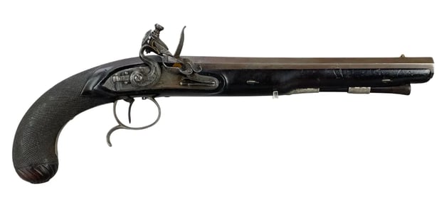 Antique English .62 Cal Blackpowder Flintlock Dueling Pistol
