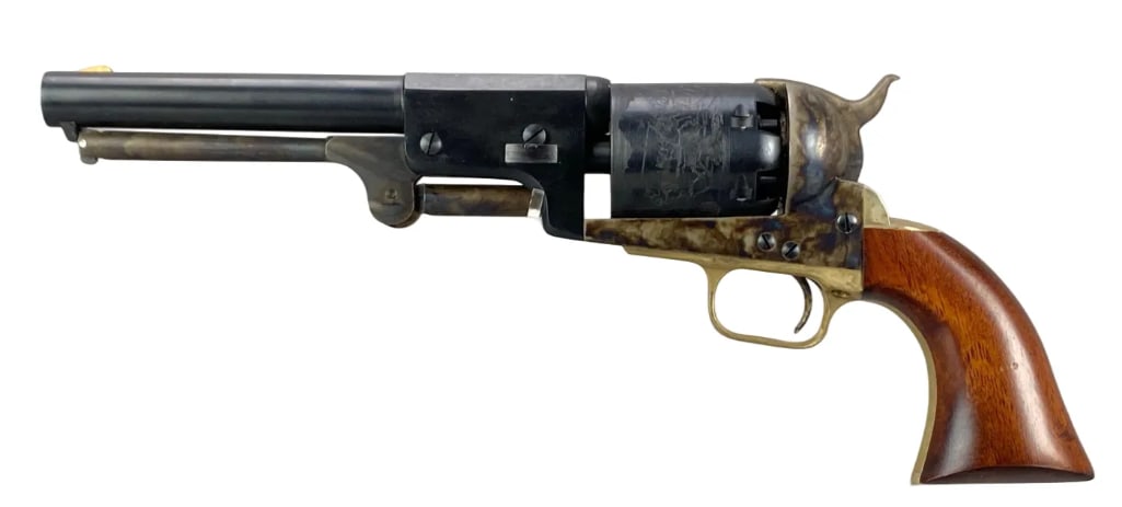 CVA Colt Dragoon Third Model .44 Cal Black Powder Single Action Revolver: S/N: D80154, features engraving on cylinder and original box