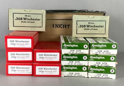 Group of 13 20-Round boxes of new, various manufacturers, 308 caliber SST and FMJ ammo