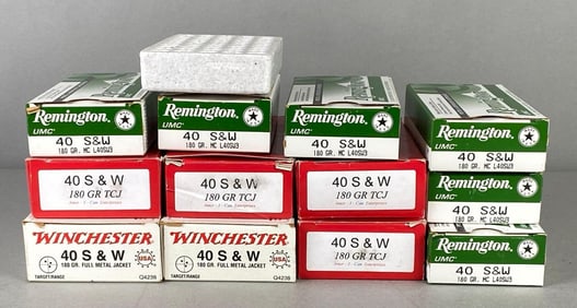 Group of 13 50 Round Empty Boxes for 40 Caliber ACP Ammo