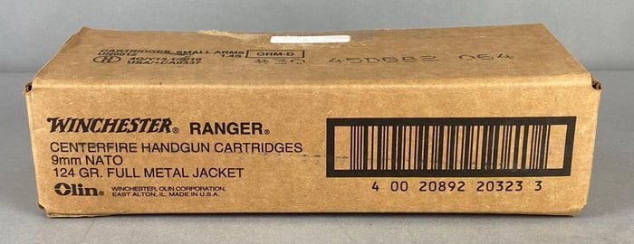 Box of 9mm Auto - Case of 500 Winchester Nato 124 gr. FMJs