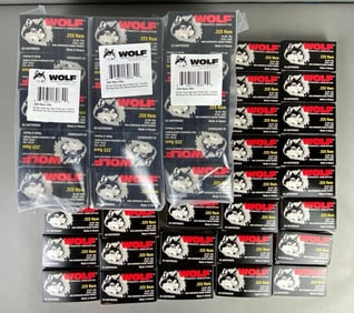 Group of 4 1000 Round Cases of .223, 55 grain, FMJ, Wolf, Steel/Berdan Primed