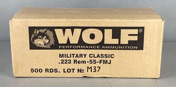 500 Rounds of .223, 55 gr. FMJ, Steel Case, Berdan Primed