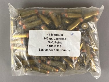100 Rounds of 44 Remington Magnum JSP Ammo